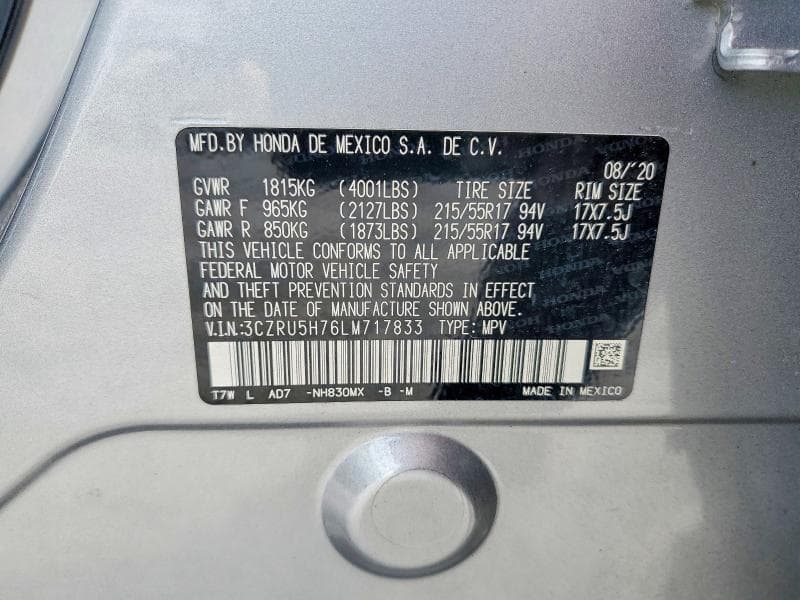 2020 HONDA HR-V EXL 12