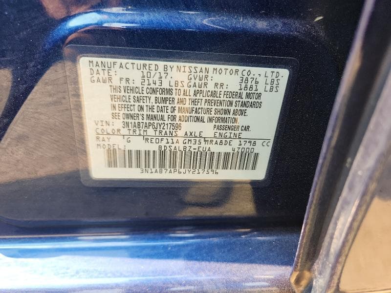 2018 NISSAN SENTRA S S 13