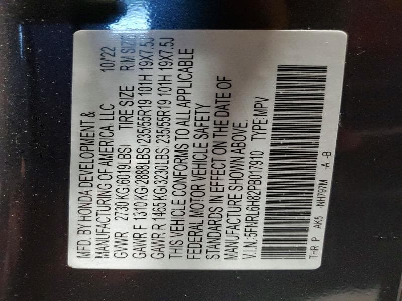 2023 HONDA ODYSSEY TOURING TOURING 14
