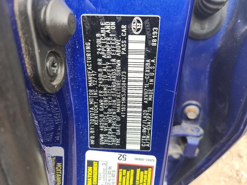 2018 TOYOTA CAMRY HYBRID XLE XLE 12