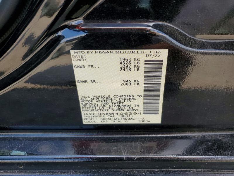 2022 NISSAN ALTIMA SV 12