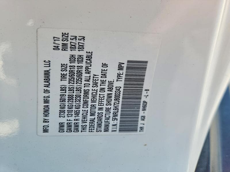 2018 HONDA ODYSSEY EXL 14