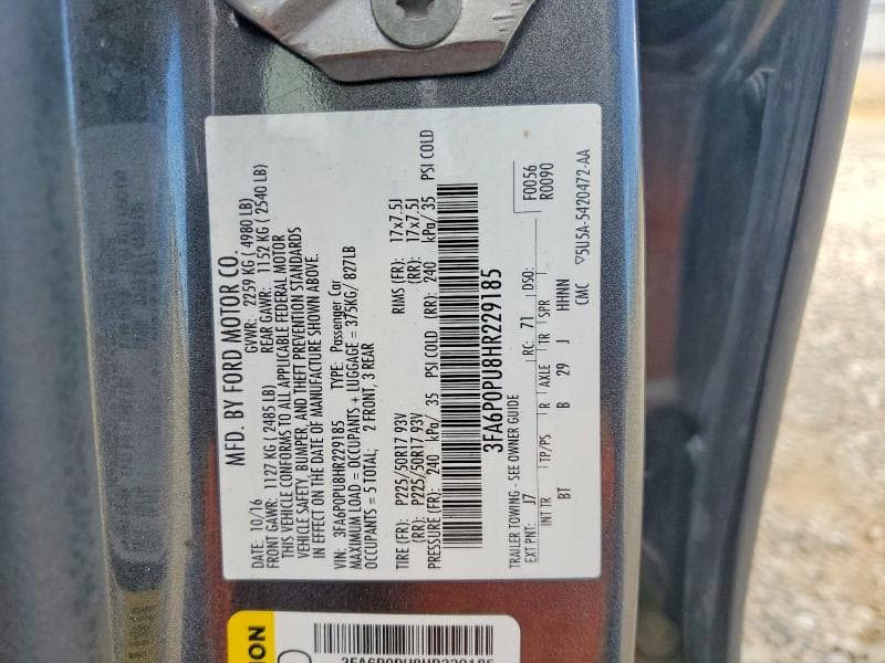2017 FORD FUSION SE PHEV 12