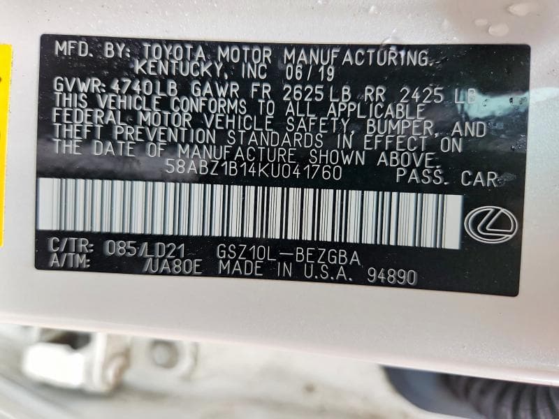 2019 LEXUS ES 350 13