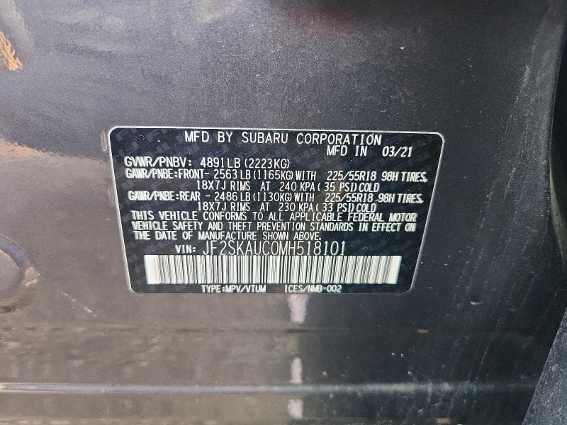 2021 SUBARU FORESTER LIMITED LIMITED 12