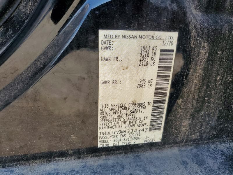 2021 NISSAN ALTIMA SR SR 12