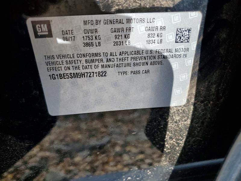2017 CHEVROLET CRUZE LT LT 12