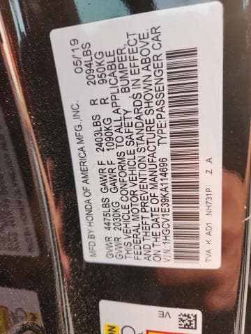 2019 HONDA ACCORD SPORT SPORT 12