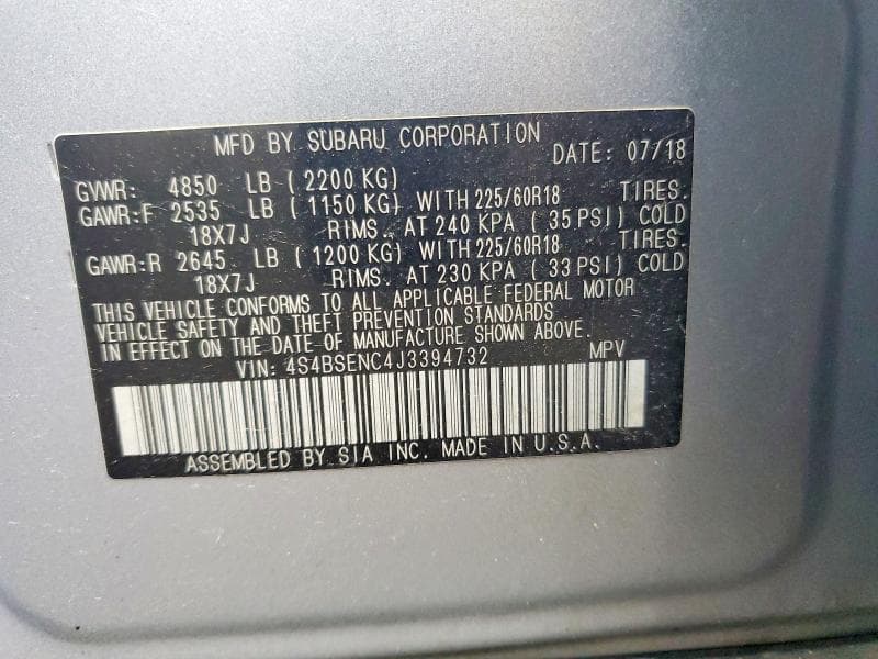 2018 SUBARU OUTBACK 3.6R LIMITED 13