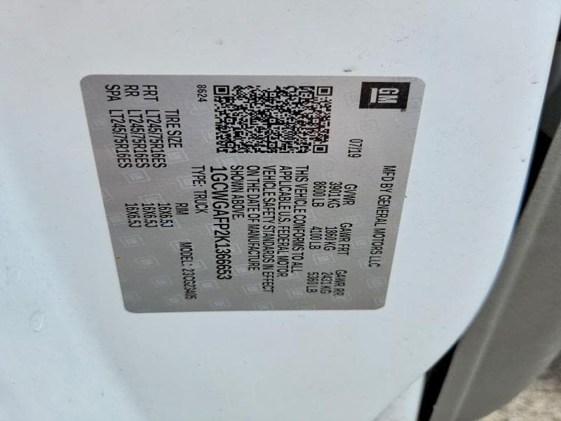 2019 CHEVROLET EXPRESS G2500 13