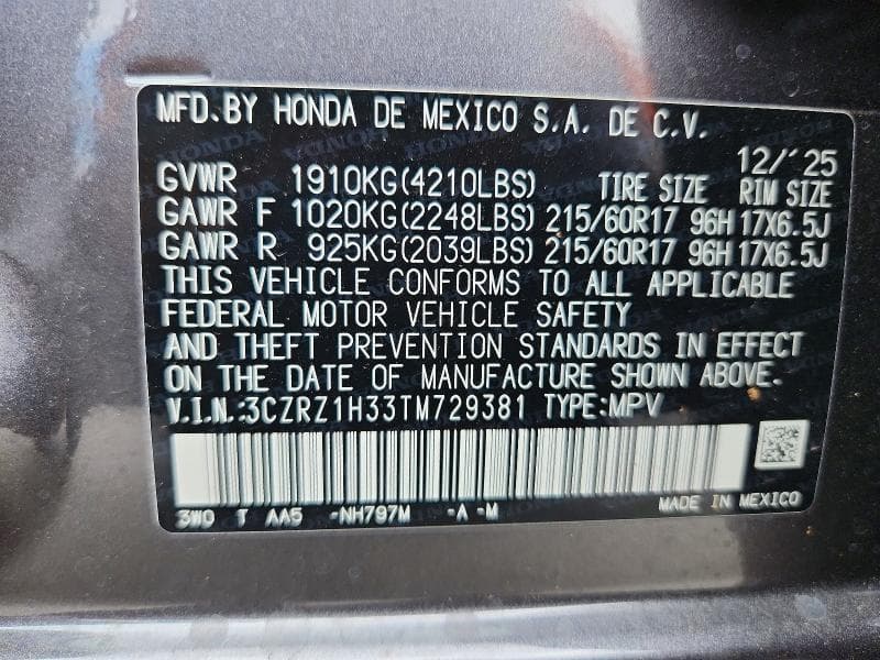 2026 HONDA HR-V LX 12