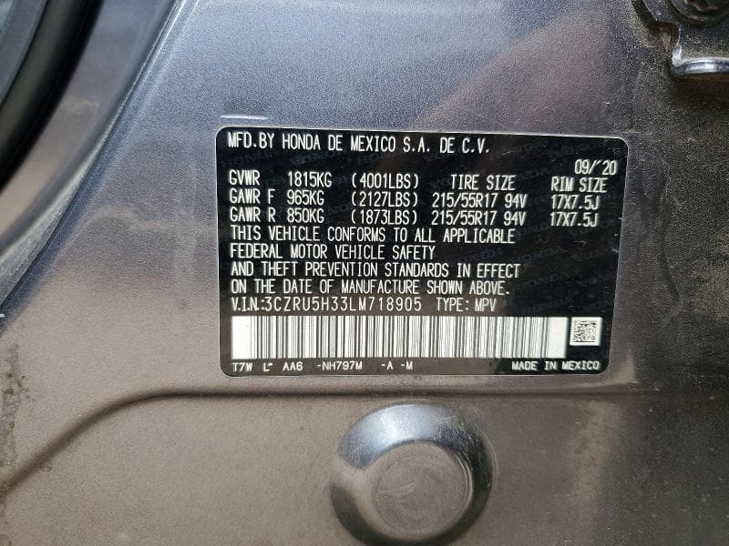 2020 HONDA HR-V LX 13