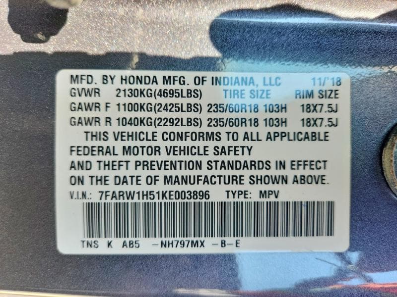 2019 HONDA CR-V EX 12