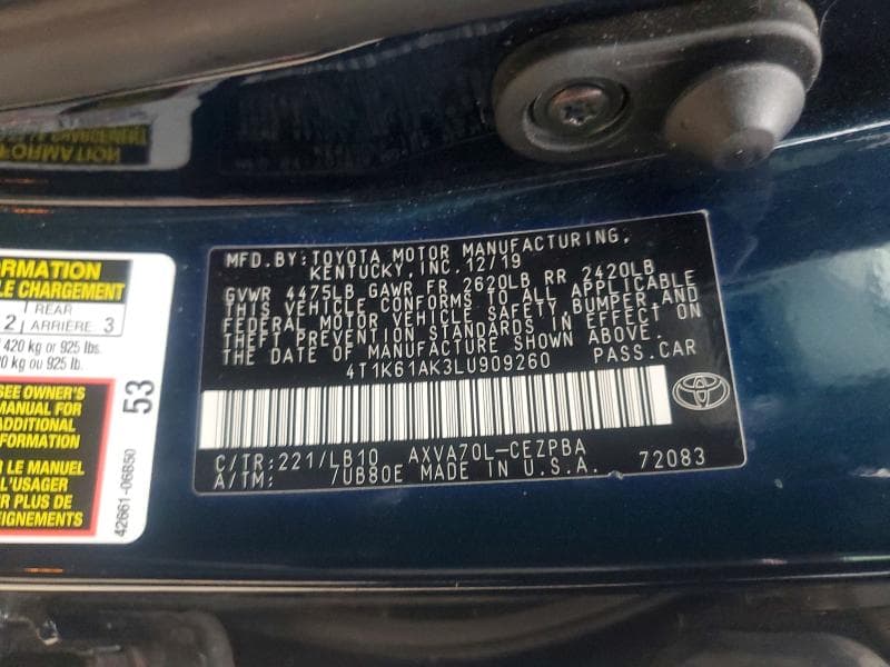 2020 TOYOTA CAMRY XSE XSE 13