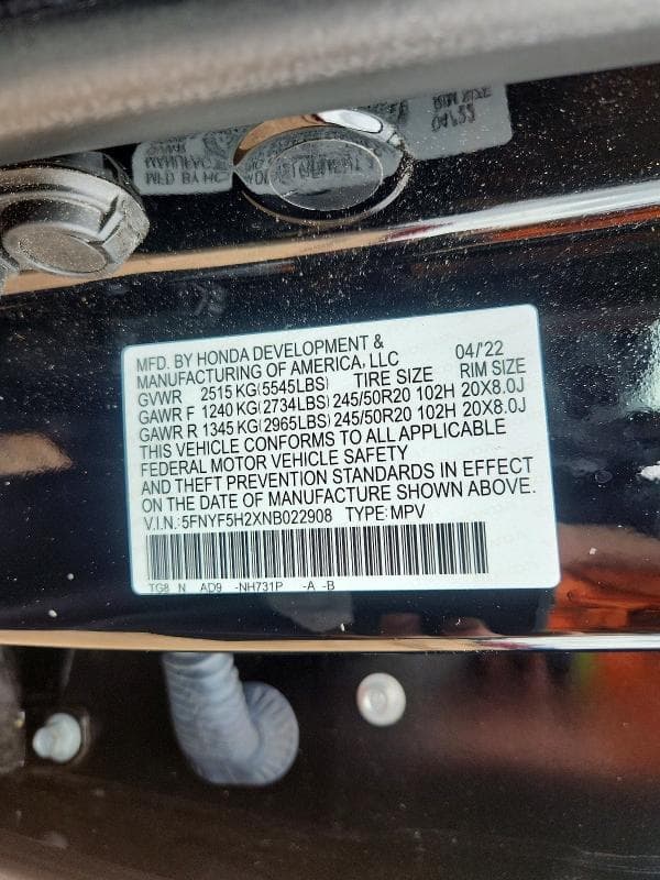 2022 HONDA PILOT SE 13