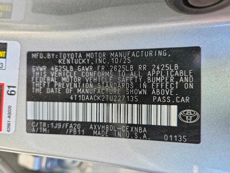 2026 TOYOTA CAMRY LE 12