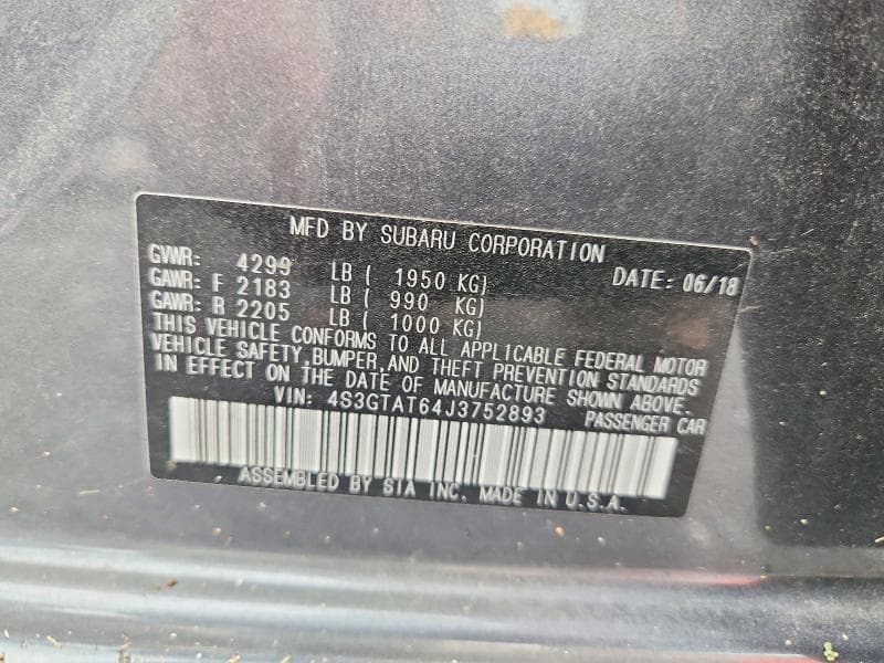 2018 SUBARU IMPREZA LIMITED 12