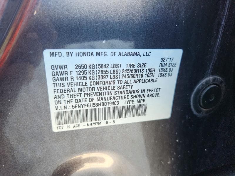 2017 HONDA PILOT EXL 13