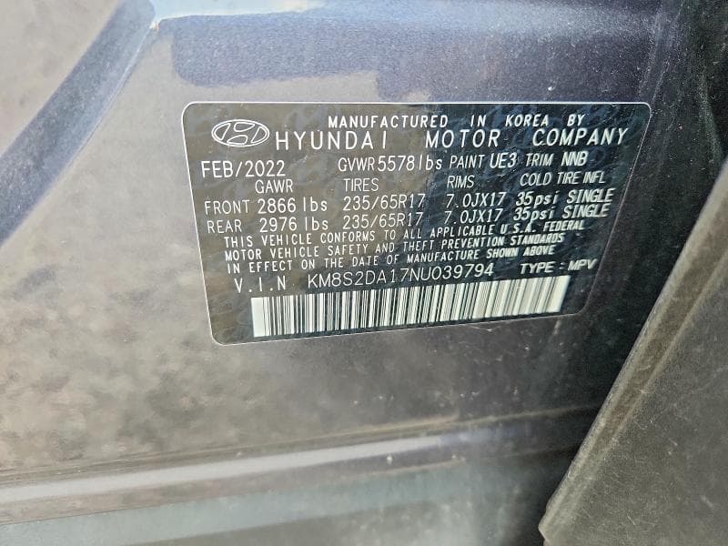 2022 HYUNDAI SANTA FE BLUE 13