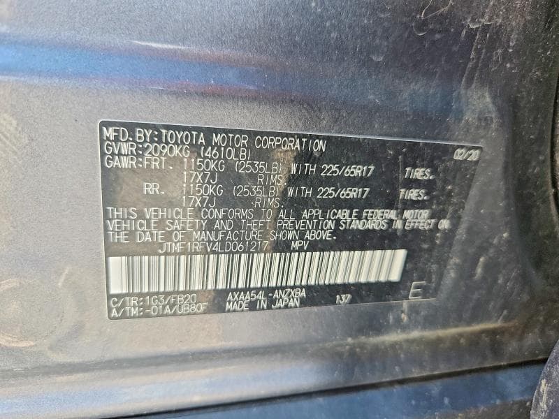 2020 TOYOTA RAV4 LE 12