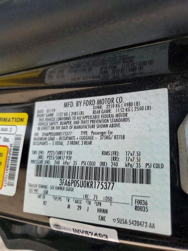2019 FORD FUSION TITANIUM 12