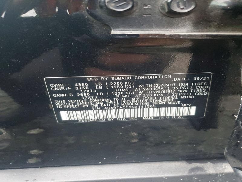2022 SUBARU OUTBACK PREMIUM 12