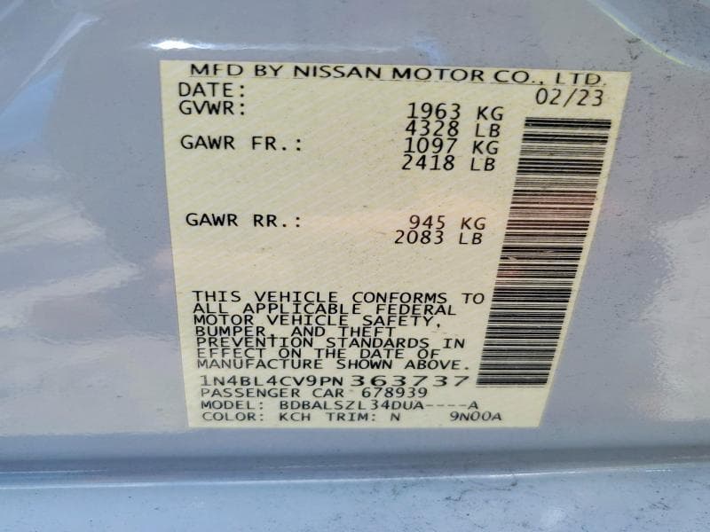 2023 NISSAN ALTIMA SR SR 13