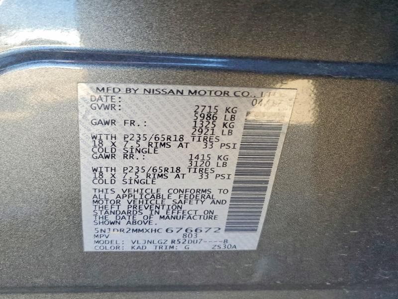 2017 NISSAN PATHFINDER SL SL 12