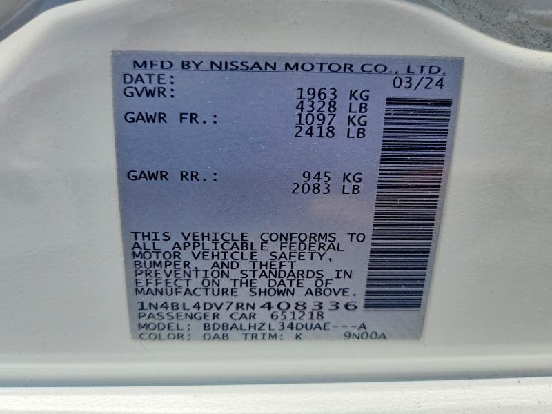 2024 NISSAN ALTIMA SV 12