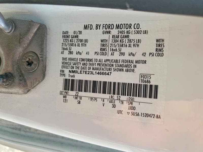 2020 FORD TRANSIT CONNECT XL CARGO 13