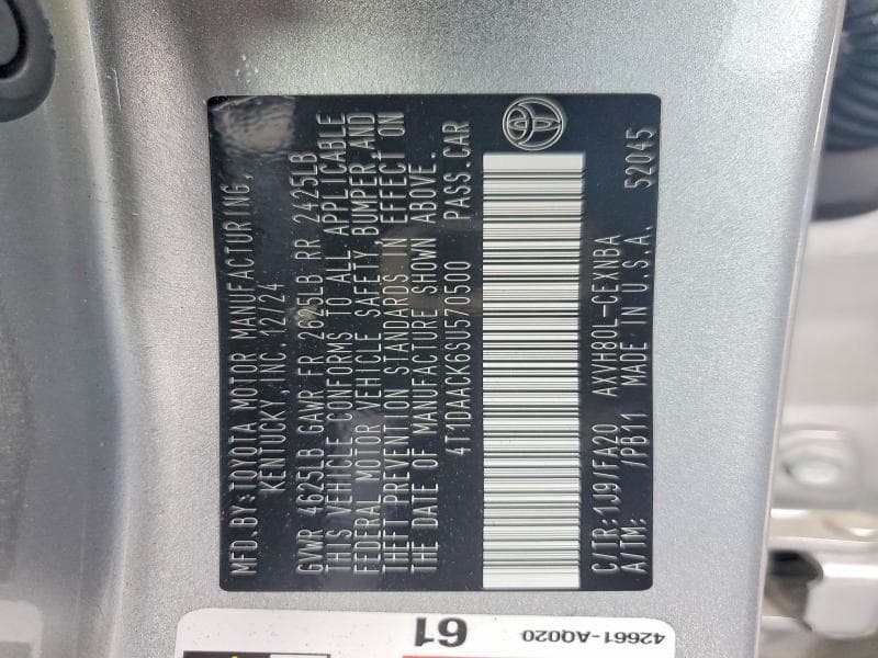 2025 TOYOTA CAMRY LE 12