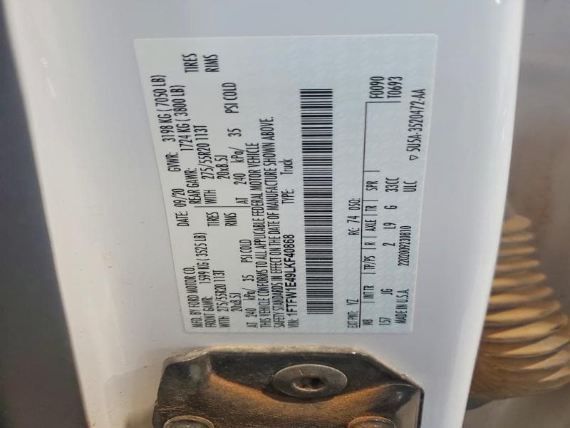 2020 FORD F150 SUPERCREW 12