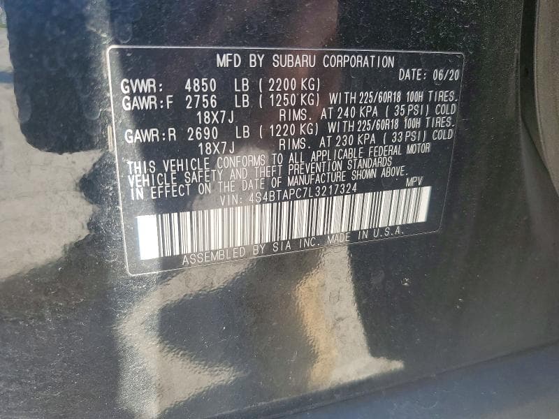 2020 SUBARU OUTBACK TOURING TOURING 12