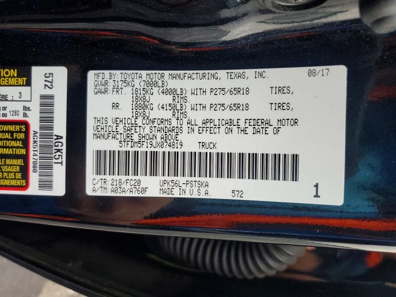 2018 TOYOTA TUNDRA CREWMAX SR5 12