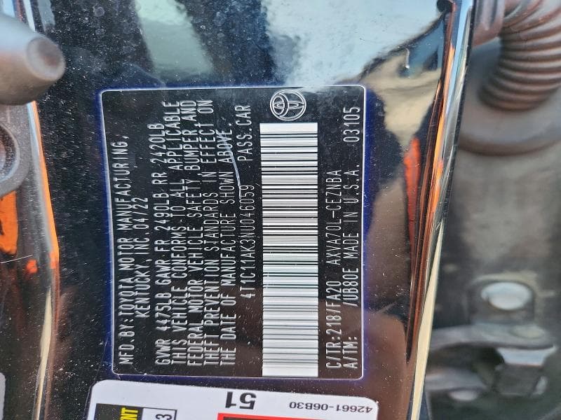 2022 TOYOTA CAMRY LE 12