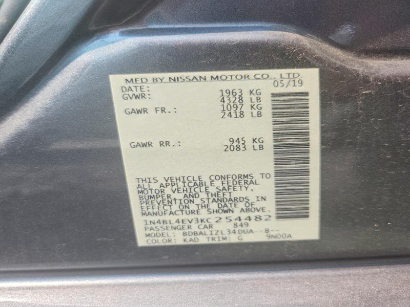 2019 NISSAN ALTIMA SL 12