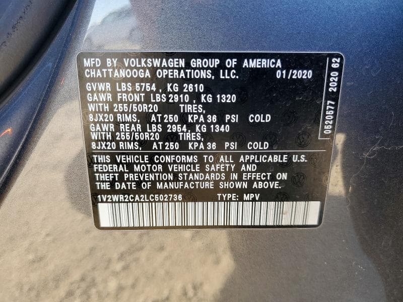 2020 VOLKSWAGEN ATLAS SE 13