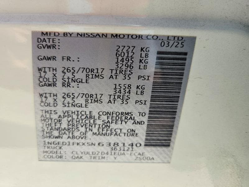 2025 NISSAN FRONTIER PRO-4X 12