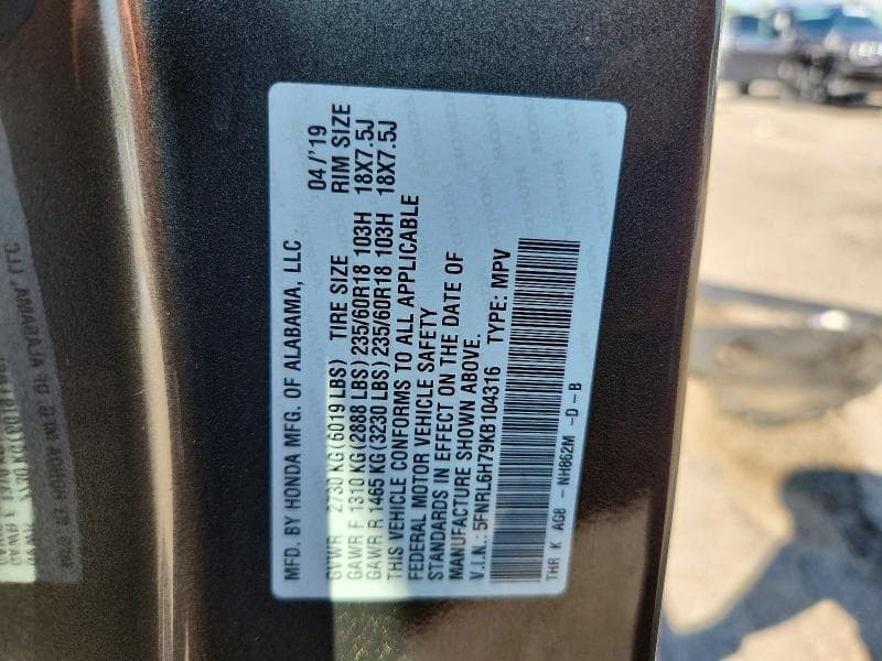2019 HONDA ODYSSEY EXL 13