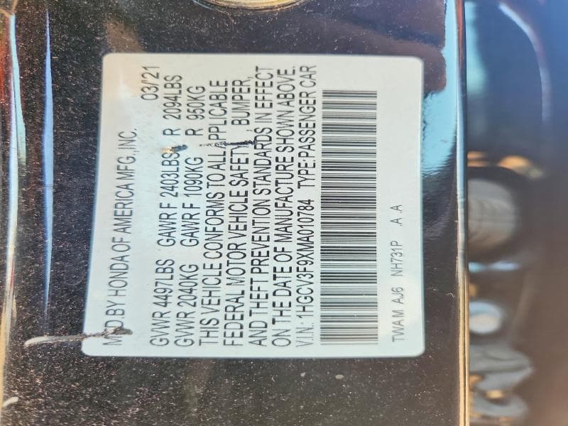 2021 HONDA ACCORD TOURING HYBRID 13