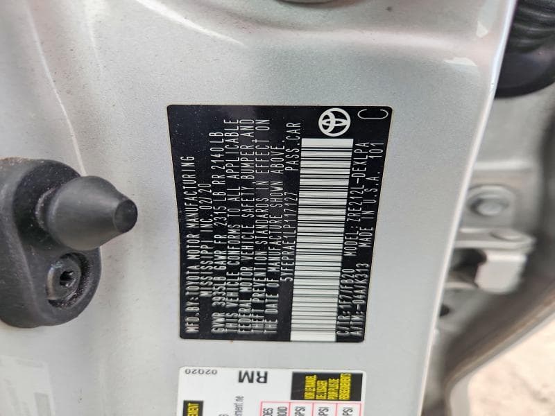 2020 TOYOTA COROLLA LE 12