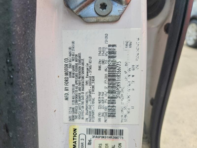 2017 FORD FUSION TITANIUM TITANIUM 12