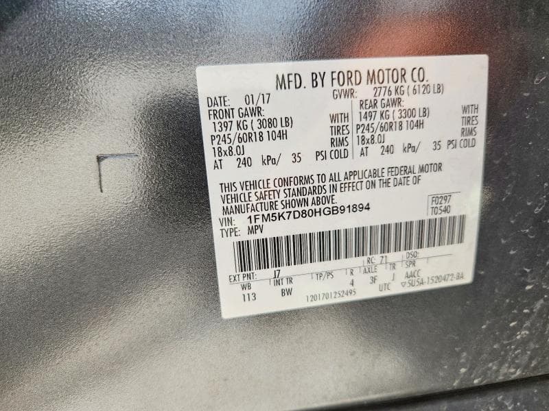 2017 FORD EXPLORER XLT 13