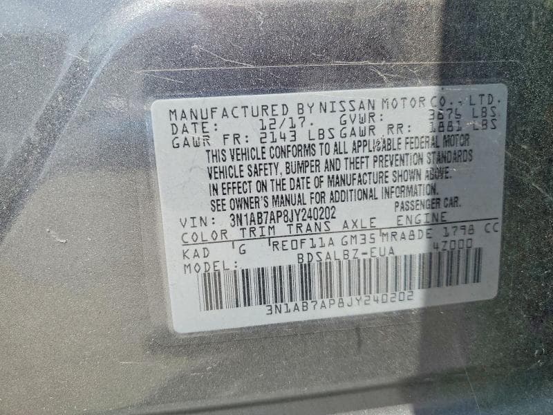 2018 NISSAN SENTRA S S 13