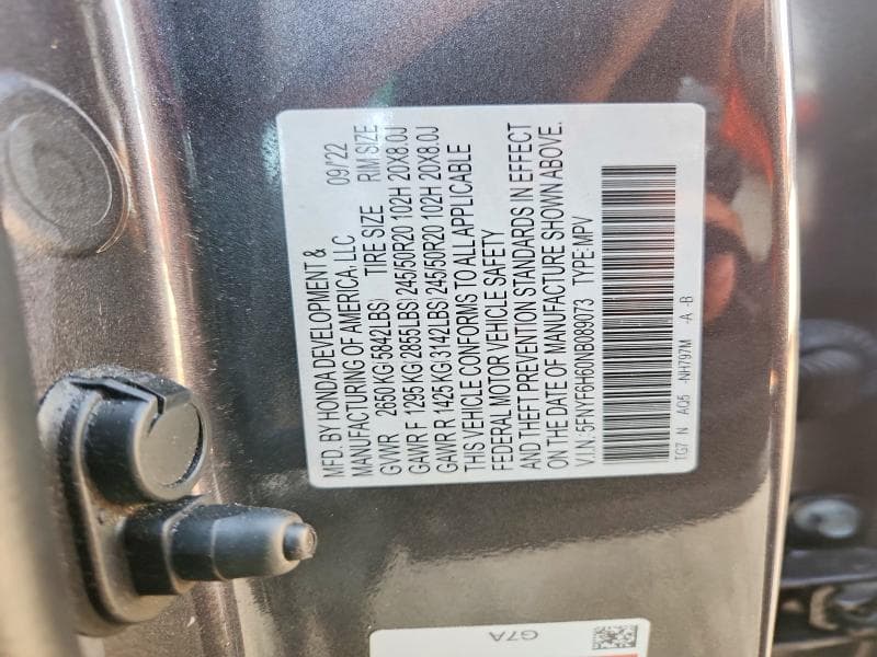 2022 HONDA PILOT TOURING 14