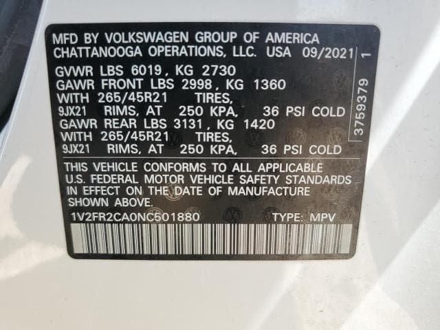 2022 VOLKSWAGEN ATLAS SEL PREMIUM R-LINE 13