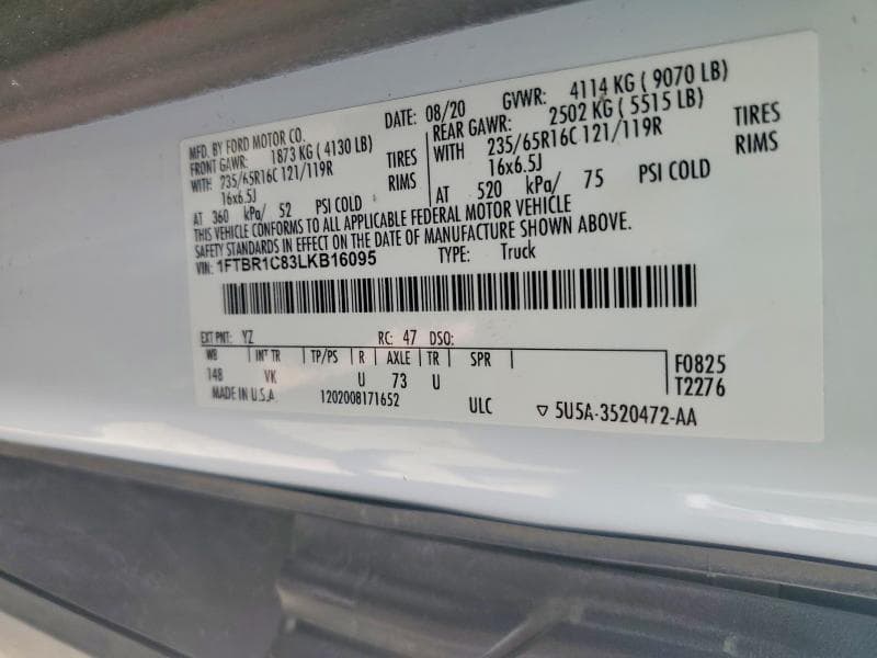 2020 FORD TRANSIT T-250 13
