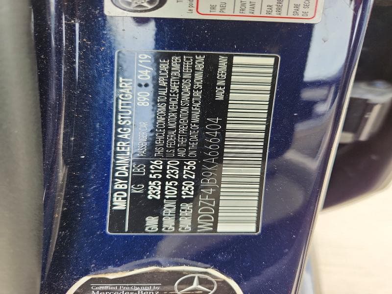 2019 MERCEDES-BENZ E 300 300 12