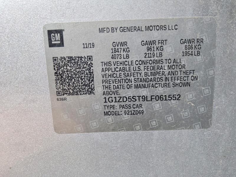 2020 CHEVROLET MALIBU LT 12