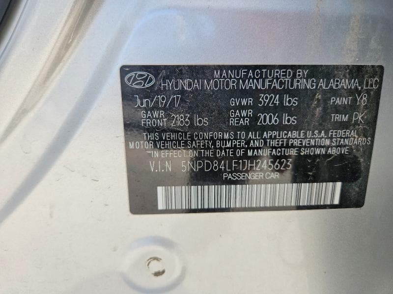 2018 HYUNDAI ELANTRA SEL SEL 12